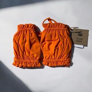 🌻NEW w.tag Free People x Toast Signature Ruffle Bandeau Top in Tiger Orange Med